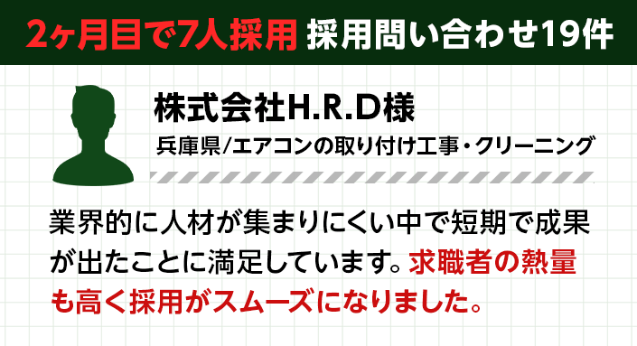 2ヶ月目で7人採用 採用問い合わせ19件