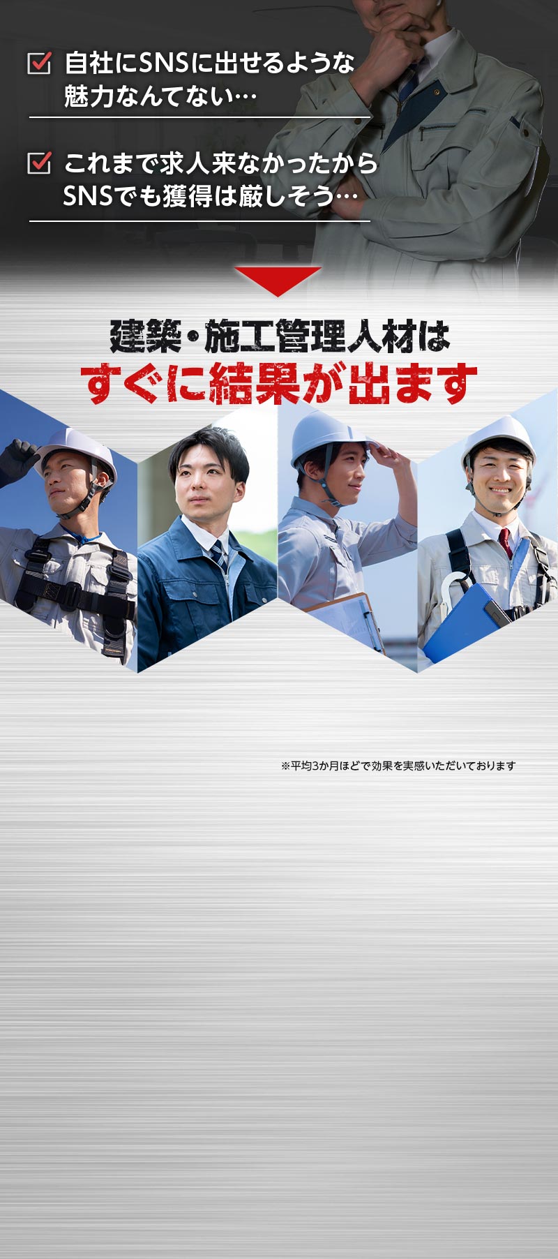 建築・施工管理人材はすぐに結果が出ます